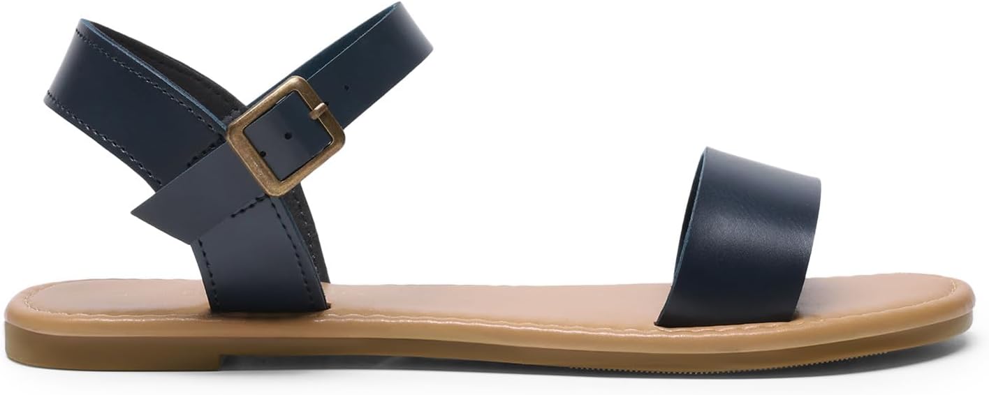DREAM PAIRS Women's Ankle Strap Flat Sandals Open Toes One Band Buckle Summer Dressy Sandals - Image 3