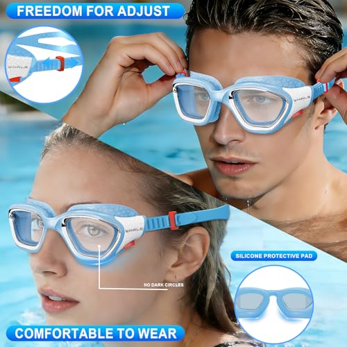 Image of Whale Swim Goggles, HD Anti-Fog Goggles, Unisex | 100% UV Protection | Anti-Fog Design Clear Wide-Angle Underwater View