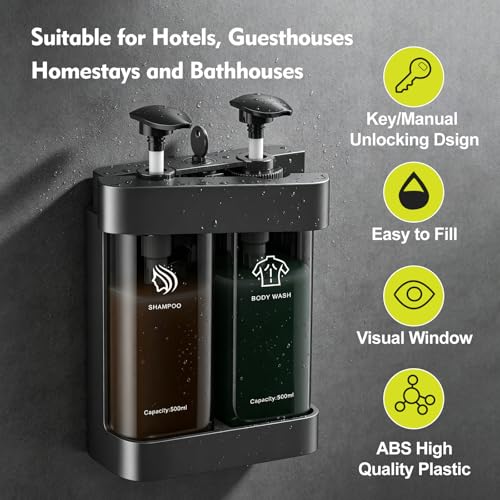 andusic Refillable ABS Wall Mount Shower Soap Dispenser for Shampoo - image 3