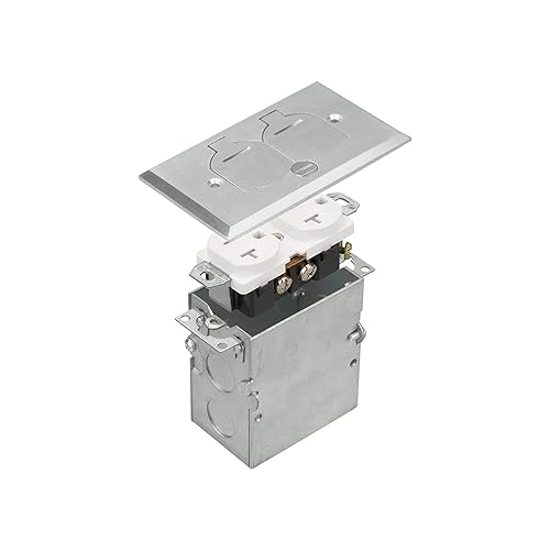 Select Lighting SLFB-TR20-NI - Tomacorrientes de receptáculo de 20 A caja eléctrica resistente a manipulaciones con tapa abatible y cubierta de