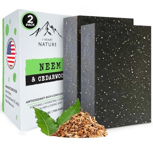 iHeart Nature Organic Fungal Neem Soap Bar (2 Pack) – Herbal Body Odor Cleanser, Eczema Soap – Moisturizing, Long-Lasting, Creamy Wash – Gentle Skin Hydration and Care