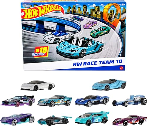Hot Wheels 10-Pack of Toy Race Cars, Includes 1:64 Scale Corvette, Lamborghini, McLaren & Hot Wheels Originals (Amazon Exclusive)