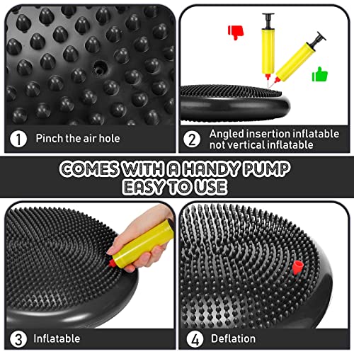 Image of Jerify 4 Pcs Wiggle Seat Flexible Inflated Wobble Cushion Stability Balance Pad Balance Disc Sensory Seat for Men Women Fitness Physical Exercise Improving Posture Home Office