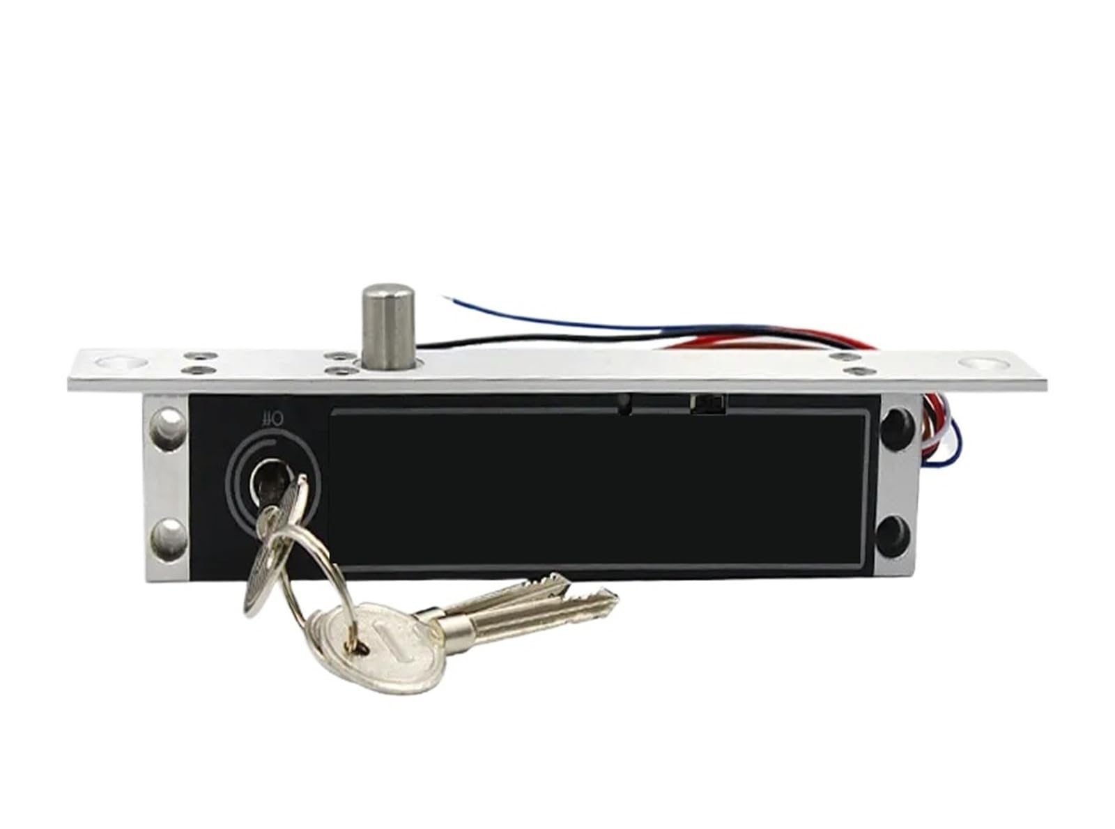 DC 12 V ausfallsicheres Elektrozylinder-Bolzenschloss mit Kegelriegel, mechanischer Schlüssel, einstellbares Zeitrelais, Türkontakt, 6 Kabel