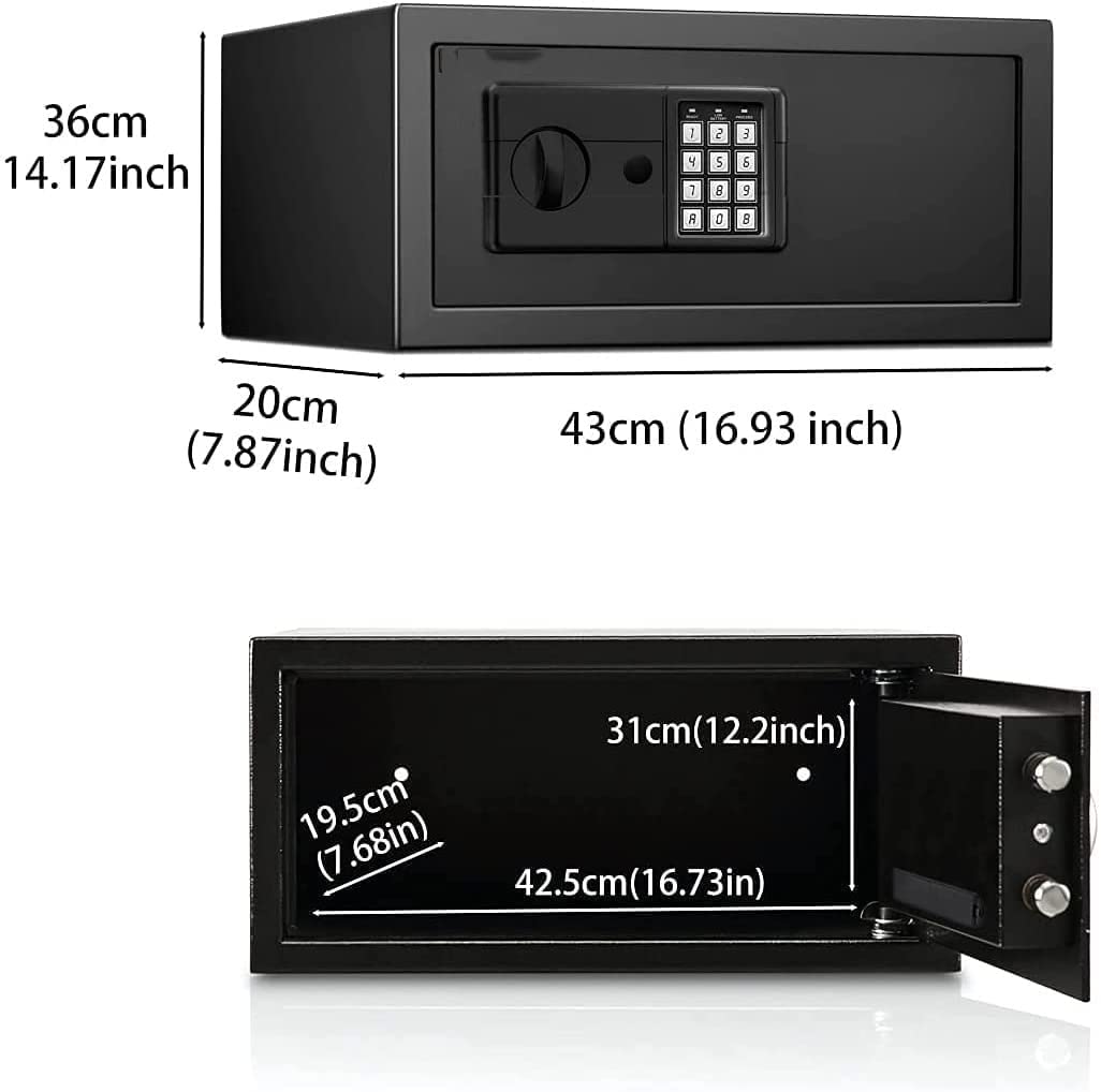 Cassetta di sicurezza, cassaforte ignifuga impermeabile, cassaforte, armadio di sicurezza, cassaforte per laptop dell'hotel con tastiera digitale, indicatore LED di sicurezza con serratura a chiave pe