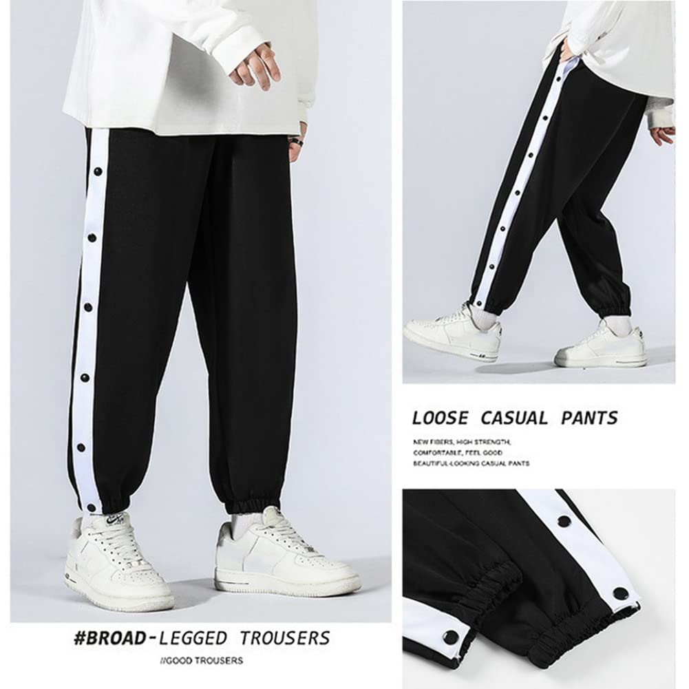 Pantalone Trasparente Pantaloni Uomo Sportivi con abbottonatura Laterale Pantaloni Allenamento Basket con Bottoni Automatici Laterali Uomo Sportivi Larghi Gamba Casual