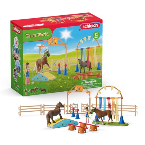 schleich Farm World | Pony Agility Starter-Set 42481 | Spielset mit 2...