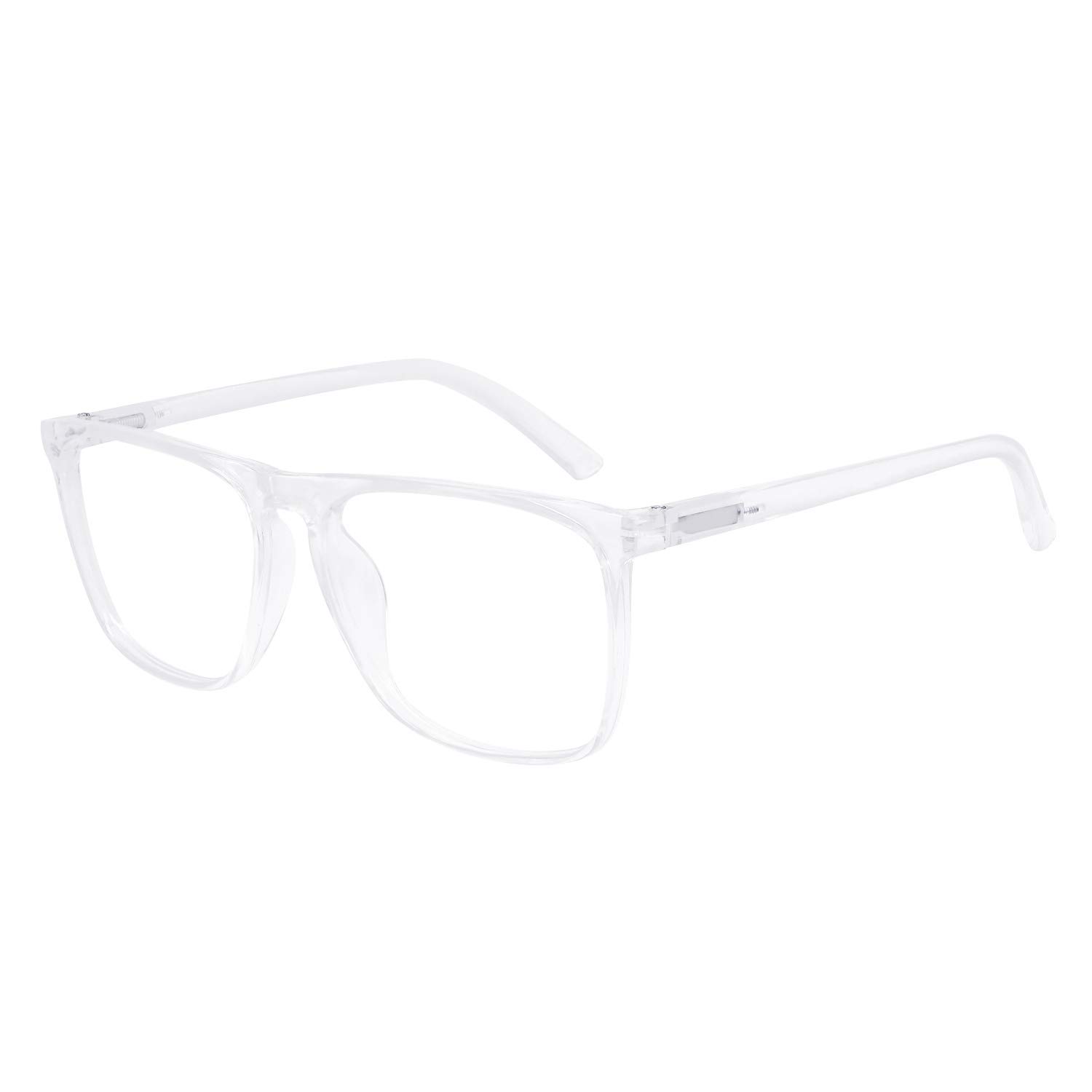MARE AZZURO Large Reading Glasses Men Square Readers 0 1.0 1.25 1.5 1.75 2.0 2.25 2.5 2.75 3.0 3.5 4.0 5.0 6.0 (Transparent, 3.50)