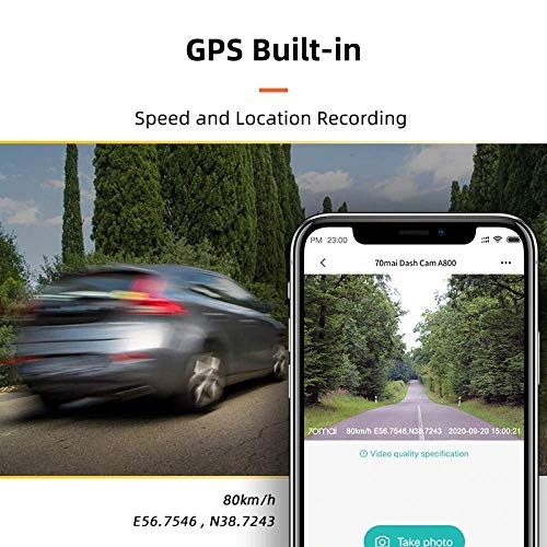 Image of 70mai A800S True 4K Car Dash Camera, 2160P Front, Built-in GPS Logger, IMX415 Sensor, ADAS, F1.8, 140 Wide Angle, 7G Lens, 3D-DNR, 5GHz WiFi, Upto 128GB Supported (Front Cam Only)