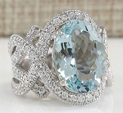 Duan Gorgeous 925 Silver 6.72CT Aquamarine Ring Wedding Engagement Jewelry Size 6-103