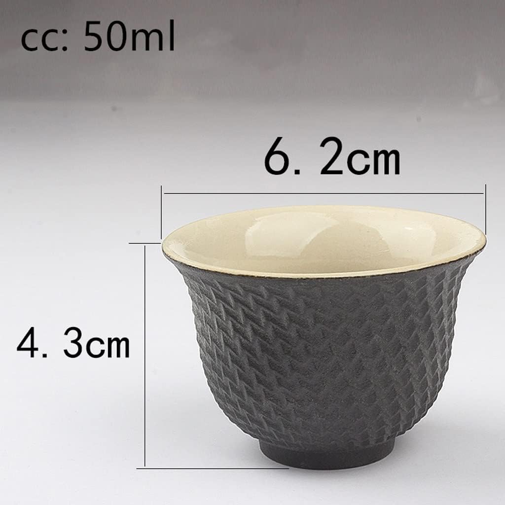 6pcs Black Ceramic Tea Cup Portable Personal Single Cups Set Accessories Household Teacup