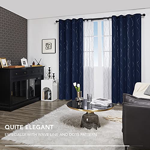 Deconovo Navy Blackout Curtains And Drapes 84 Inch Length 2 Panels Set - Bedroom Grommet Curtains With Floral Design (52 X 84 Inch, Navy Blue, 2 Panels) #TOP5