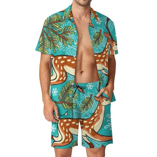 Chemise Hawaïenne Hommes Ensemble Vêtement de Plage Été Short Pantalon S