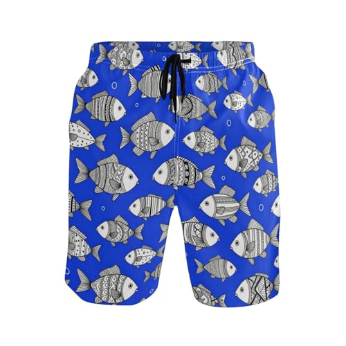 Short de bain athlétique homme séchage rapide à motif poissons