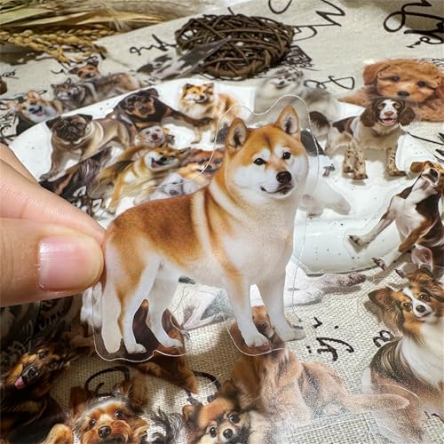 50 Cute Dog Stickers for Scrapbooking, Self-Adhesive Scrapbooking Stickers Supplies Journal Stuffers for Adult Card Making Letters DIY (Dog)