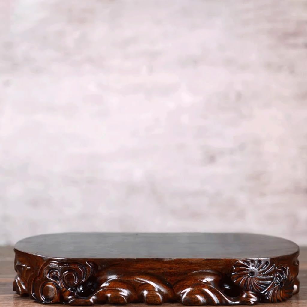 Bonsai Pedestal Vase Pedestal Stands Base Solid Wood Long Root Carving Ornaments Buddha Statue Flower Pot Bottom Bracket Wooden Shelf Planter Stand Plant Holder