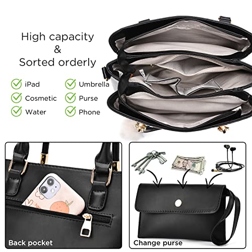 Image of Women Handbags Large Tote Shoulder Bag Crossbody Bag for Women Color Stitching Top Handle Satchel Hobo 2pcs Purse Set