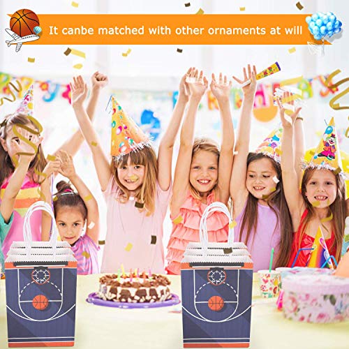 Sumapner Basketball Kraft Paper Bags Candy Bags Party Favor Bags with Handle for Birthday,Basketball Goodie Bags,Basketball Theme Party Favor Bags and Basketball Party Celebrations(24Pcak)