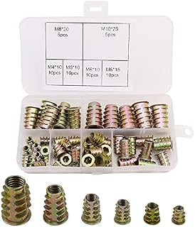 RtottiM 50Pcs Zinc Alloy Hex Threaded Insert Nuts Furniture Threaded Insert Nuts M4 M5 M6 M8 M10 Hex Socket Screw Inserts for Wood Furniture