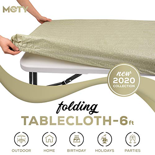 Tablecloth for Folding Table -Fitted Rectangular Table Cloth for 6 Foot – Size