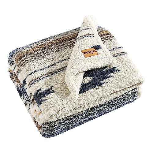 Image of Wrangler - Throw Blanket with Sherpa Reverse, Super Soft Plush Bedding, Oeko-Tex Certified, Dorm Room Essentials, 50x60, Coyote Sands Brown