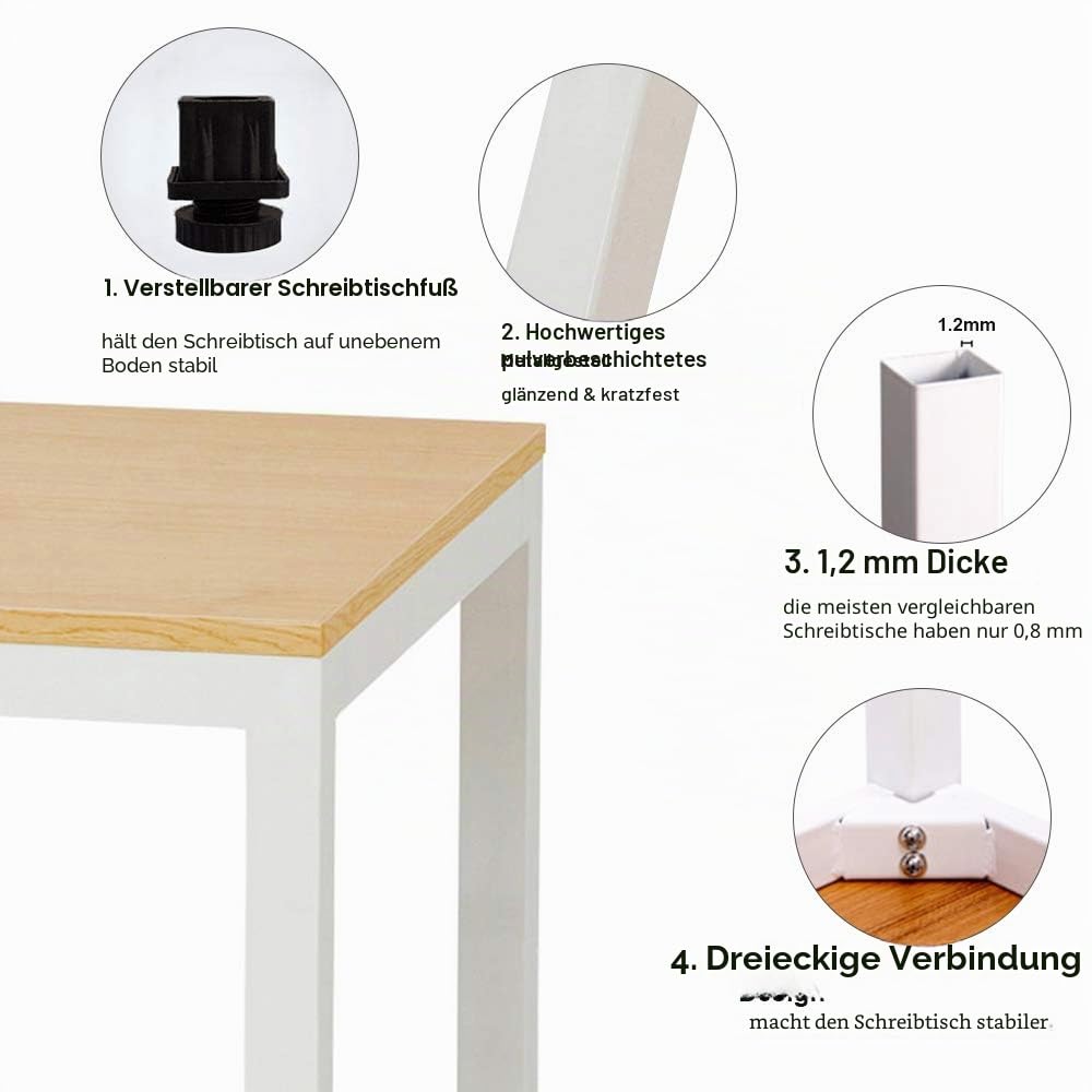 sogesfurniture Schreibtisch Computertisch Büromöbel PC Tisch, Stabil Bürotisch Arbeitstisch Esstisch aus Holz und Stahl, Einfache Montage, 120x60x75cm, Teak & Weiß AC3TW-120-SF