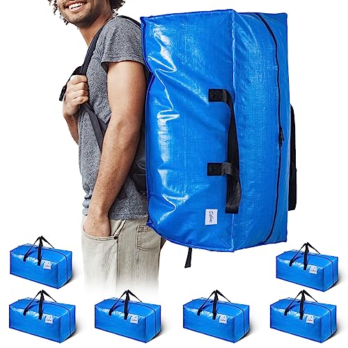 Image of TAILI Heavy Duty Moving Bags, Clothing Storage Bags with Sturdy Zipper and Strong Handles, Blue Clothes Storage Bins, Extra Large Tote for Moving Supplies, Better than Boxes (6-Pack)