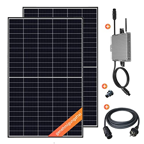 Balkonkraftwerk 830 W / 600 W Photovoltaik Solaranlage Steckerfertig WiFi Smarte Mini-PV Anlage 600 Watt genehmigungsfrei, Schwarz