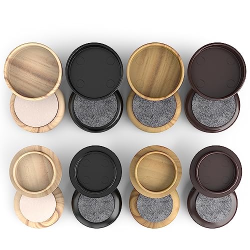 Medipaq Felt Castor Cups - 8x Small 44mm Black - Protects Wooden & Smooth Floors - Chair & Furniture Leg Protectors - Image 2