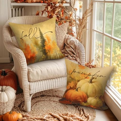 Taies d'oreiller automne 60x60 cm pour protéger vos coussins