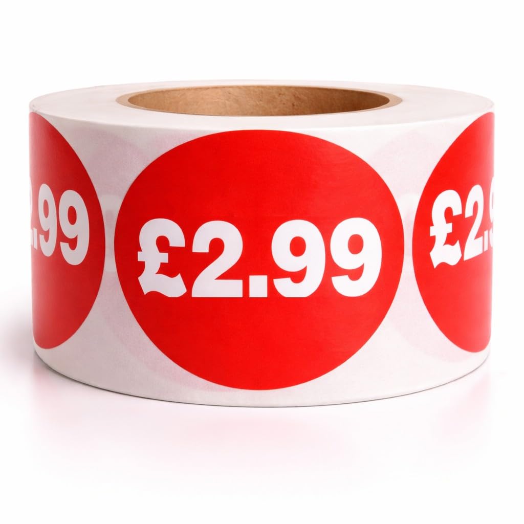 ยฃ2.99 Self Adhesive Stickers Sticky Labels Price Labels for Retail Price Display 45mm Diamter Roll of 500 Stickers