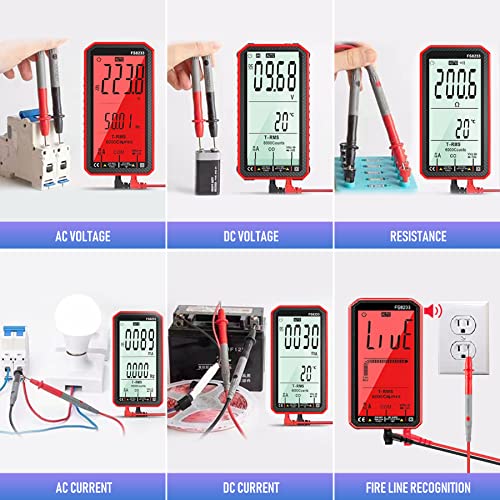 Image of Digital Multimeter - WOOKLEA Auto-Ranging Volt Tester 6000 Counts TRMS 4.8'' Display | Accurately Fast Measures Voltage Current Capacitance Continuity Resistance Temperature Diodes NCV (Red)