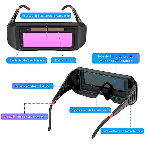 POGALA Óculos de Proteção Profissional para Solda com Escurecimento Automático - Alta Resistência a