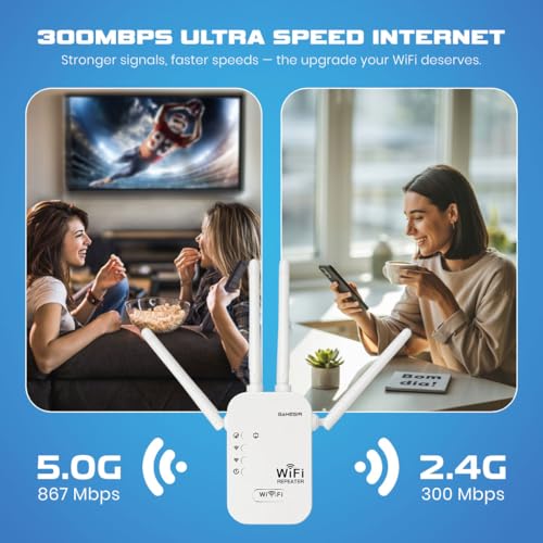 Image of GameSir WiFi Repeater 300Mbps Wireless Range Extender | 4 High-Gain Antennas | WiFi Signal Booster for Home, Office, | Supports WPS, AP & Repeater Mode (4)