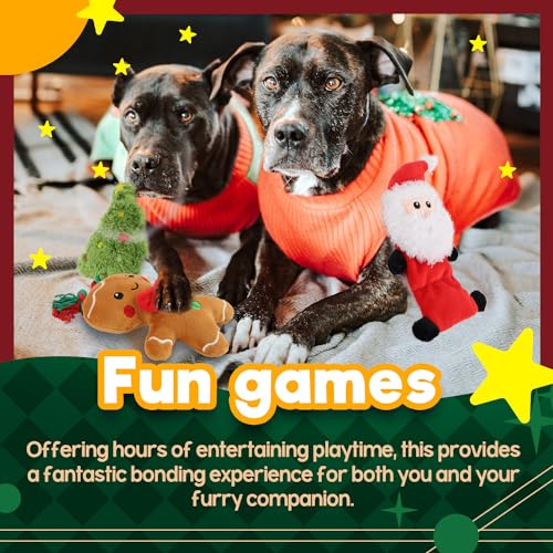 ALL FOR PAWS Weihnachts-Hundespielzeug - Festliche Plüschspielzeuge,Ideal für Apportierspiele und als interaktives kleine, mittlere und große Hunde. (Holiday Toys)