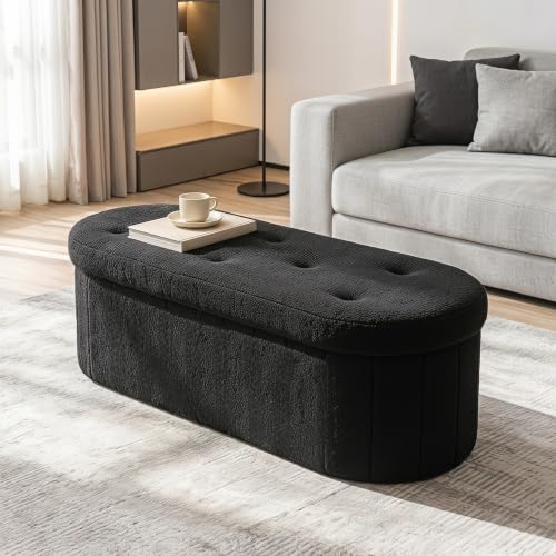 OLIXIS Ottoman with Storage Bench, Folding...