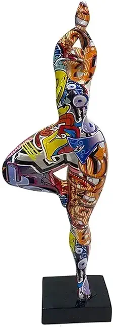 Fat Lady Figurines: Colorful Abstract Art Yoga Sculpture for Home Decor