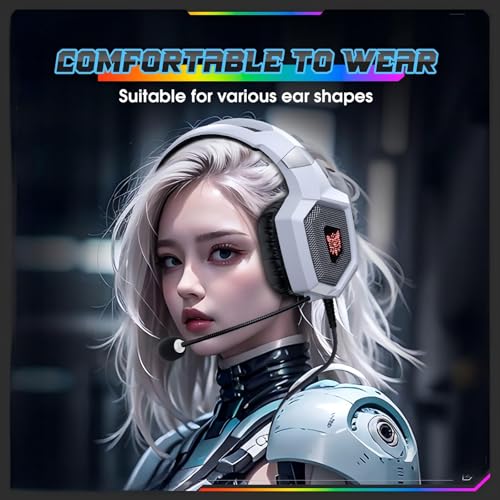 Image of Gaming Headset with Microphone, Gaming Headphones Compatible for PS4 PS5 Xbox PC with RGB Lights, PlayStation Headset with Noise Reduction 7.1 Surround Sound Over-Ear and Wired 3.5mm Jack