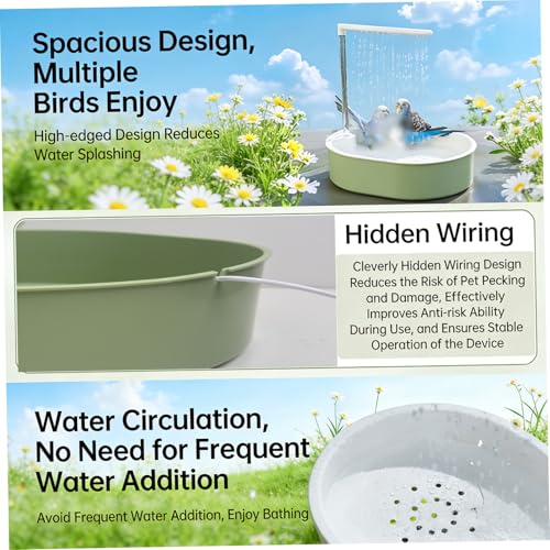Baño para pájaros para jaula con ducha automática de agua ajustable USB 7