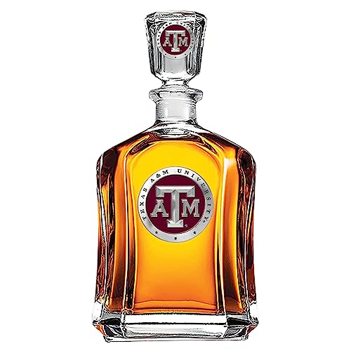 Image of Heritage Pewter Texas A&M Capitol Decanter | 24 OZ Whiskey Decanter for Liquor with Airtight Stopper | Expertly Crafted Pewter Glass Clear