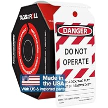 AccuformNMC 100 Lockout Tags by-The-Roll, Danger Do Not Operate, US Made OSHA Compliant Tags, Waterproof PF-Cardstock, Resists Tears, 6.25"x3", TAR404