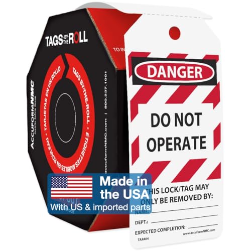 AccuformNMC 100 Lockout Tags by-The-Roll, Danger Do Not Operate, US Made OSHA Compliant Tags, Waterproof...