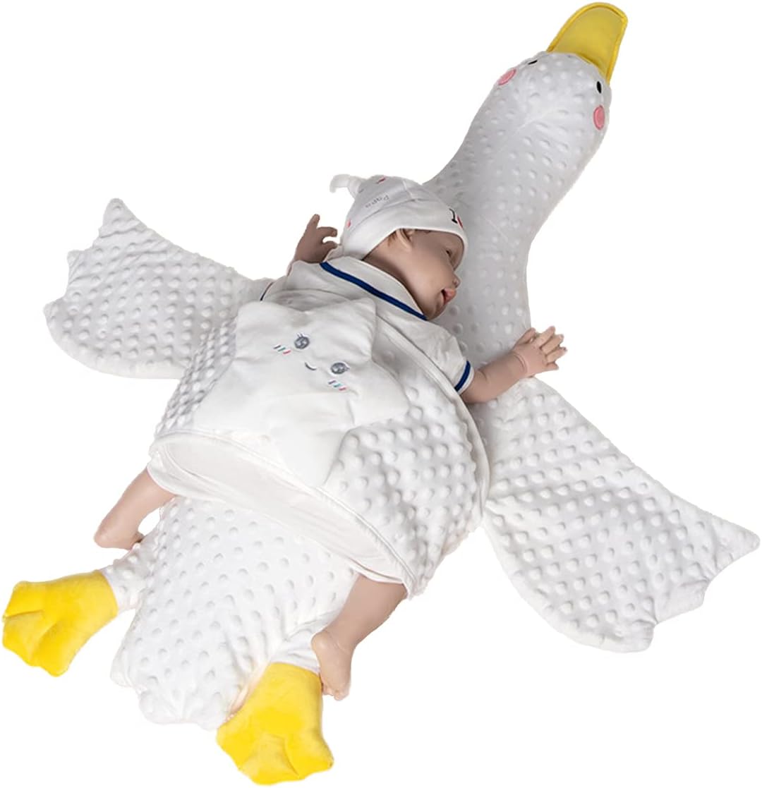 Baby Portable Bed Comfort Pillow Swan White Goose Cotton Thick Newborn Lounger Bed for Comfortable Sleep Multifunctional Baby Exhaust Comfort Pillow (Brown) : Baby