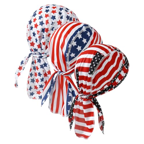 Image of DOCILA 3 Pcs Do Rags for Men Skull Cap Bandana Hat Breathable Helmet Linner Beanie