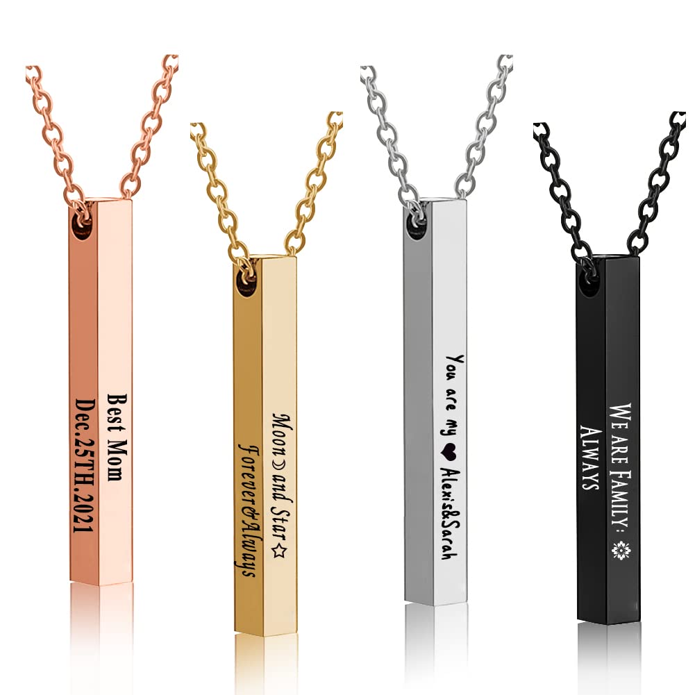 Buy 4 Sided Bar Necklace Personalized 