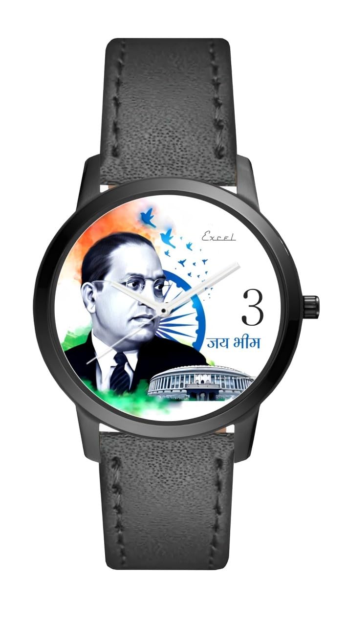 Faux Leather Classic Black Bhimrao Ramji Ambedkar Analog Watch For Boys & Men (B0CCNBWNKF) Amazon Price History, Amazon Price Tracker