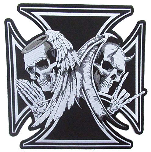 Backpatche croix Malte ange et démon patche dorsal thermocollant biker