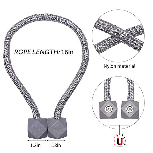 image for HHGZON 2PCS Magnetic Curtain Tiebacks Wheat Straw Material Diamond Sty