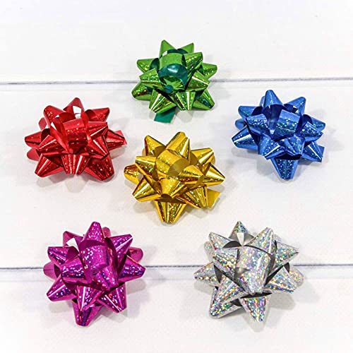 Jonami 100x Geschenkschleifen Selbstklebend Kleine Dekoschleifen - Fertigschleife für Weihnachten, Geburtstag und Hochzeit, Ø 5 cm, Bunt