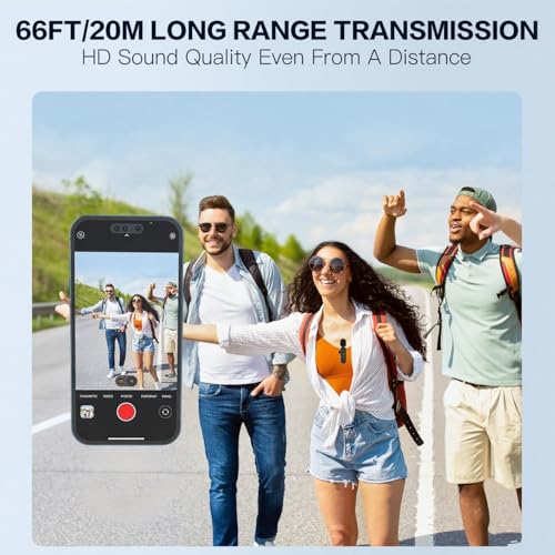 Image of Haomuren Mic Wireless, 2-in-1 Wireless Microphone for iPhone & Android - Noise Cancelling Lavalier Mic with LED Indicator, YouTube /Streaming /TikTok Recording(Dual Channel)